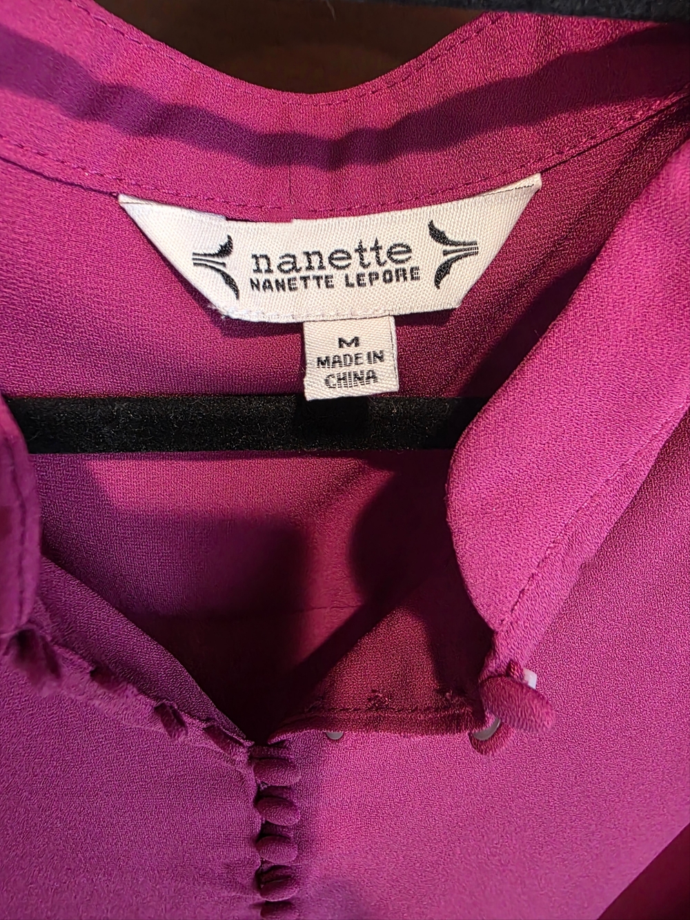 Nanette Lepore Bright Fuchsia Silk-Blend Button Placket Blouse - Picture 6 of 6